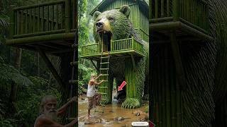 I Built a Secret Bamboo Treehouse EP 2 | Beautiful Handmade Bamboo Craft 🎋 #bamboohouse #short