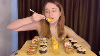 МУКБАНГ | РОЛЛЫ | ТЕМПУРА | ЧАЙ | MUKBANG