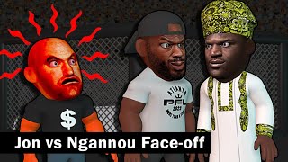 Jones face off with Ngannou and Dana Reaction