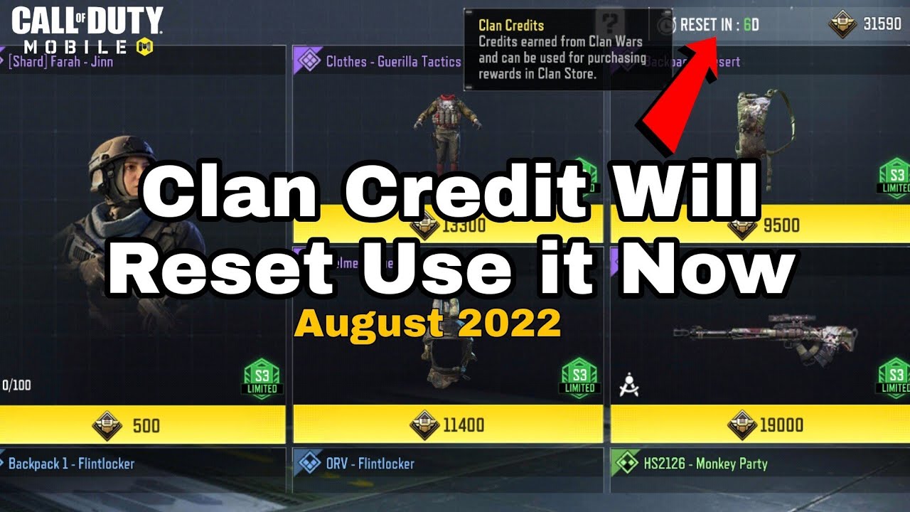 Clan Credit Will Get Reset | Rewards After Clan Rank Reset COD Mobile | August 2022