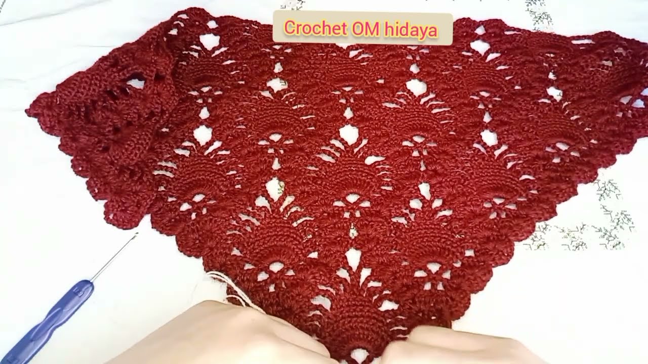 شال كروشيه مثلث سهل وجديد /crochet  shawl الجزء الاول