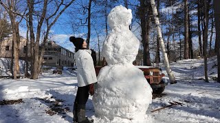 Building a GIANT SNOWMAN with my wife