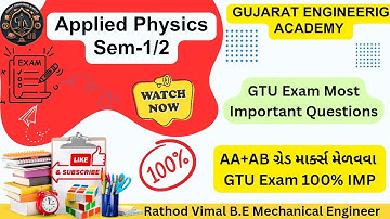 Applied Physics 💯GTU Exam Most 25 Imp Questions list.Last Night 👍Strategy Diploma Sem-1,2 AA+AB #gtu