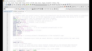 Variables and Constants (types, sizes, ranges), type auto, narrowing, type casting, sizeof, etc.