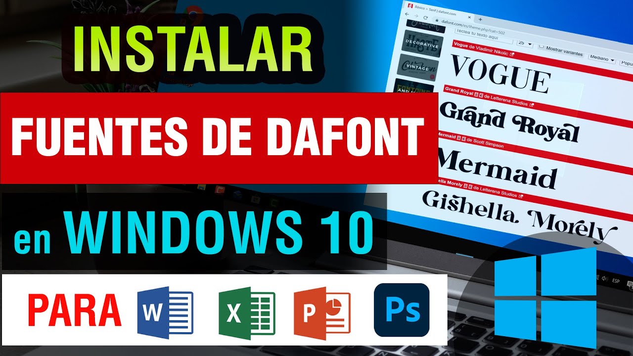 Como instalar fuentes de Dafont en Windows 10 y usarlas en Word Excel  Powerpoint y Photoshop - YouTube