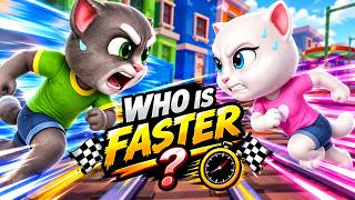 Tom VS Angela, 𝗪𝗛𝗢 𝗜𝗦 𝗙𝗔𝗦𝗧𝗘𝗥❓Talking Tom Gold Run Game | Subway Surfers Crossover screenshot 1