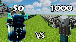 Minecraft but 50 Warden vs 1000 Vindicators fight 💪👊