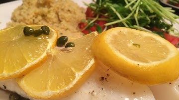 Cod, with a lemon, butter, and caper sauce