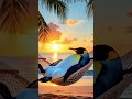 Penguin Relaxing in a Hammock… Until the Seagull Attacks! 🐧🛏️🕊️🤣