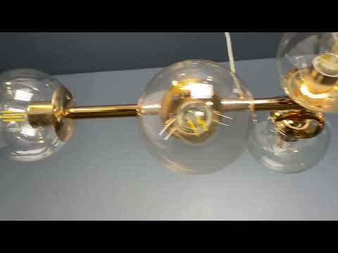 Золотая подвесная люстра на 6 ламп ( 52-1010-6 GD+CL), видео 1