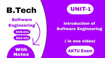 UNIT-1 : Software Engineering AKTU With PDF Notes | 3rd Year KCS - 601 | All Topics in one video