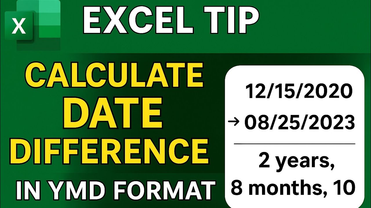 Excel Tip: Calculate Date Difference in YMD Format - YouTube
