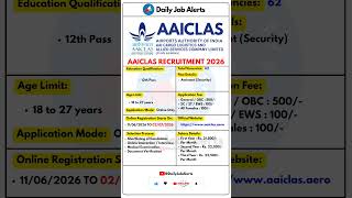 AAICLAS Recruitment 2026 | New Vacancy 2026 | Daily Job Alerts #shorts