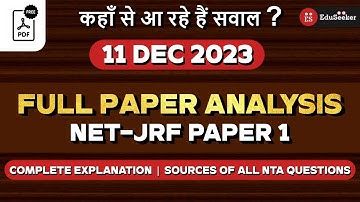 NET-JRF Paper-1 Full Analysis | 11 Dec 2023 | Tips to Solve Trickiest Questions