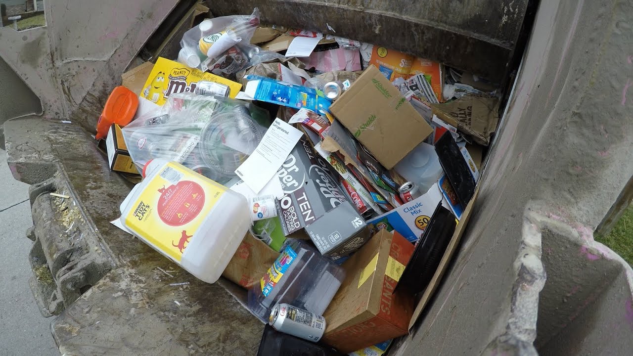 Garbage Truck Rear Loader Hopper View, Recycling