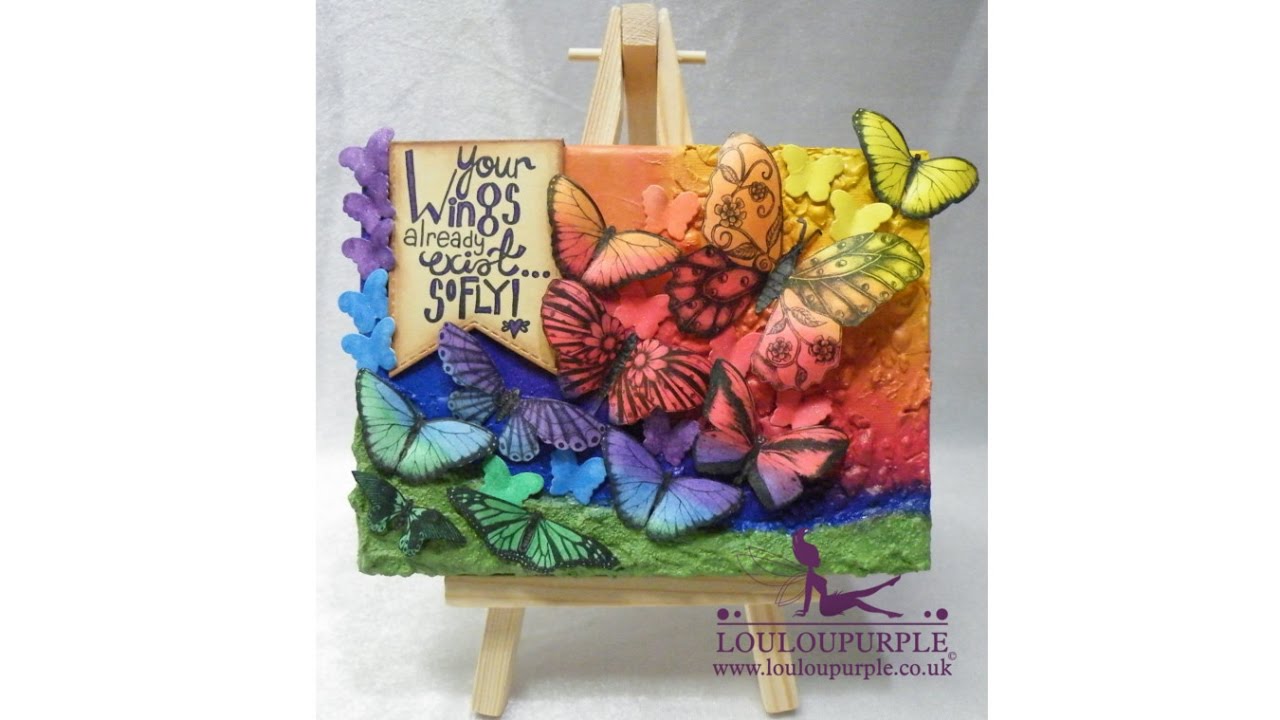 Mixed Media Butterfly Canvas. - YouTube