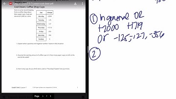 Rational Numbers Checkpoint 5 Coffee Shop Cups (Integers)
