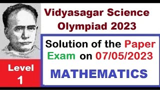 #VSO38, Answers of 2023 Question Paper, Mathematics, Vidyasagar Science Olympiad,