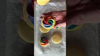 Rainbow swirl macarons using a 2D tip. #shorts #pipingtutorial