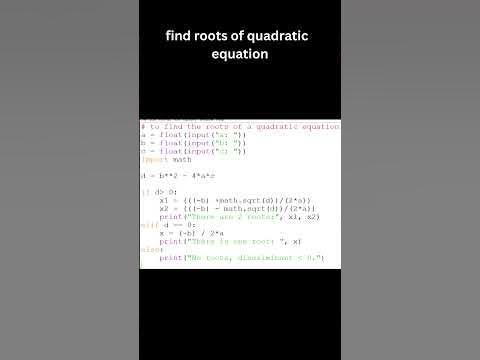 find roots of quadratic equation in python #shorts #python # ...