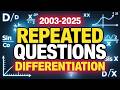 2nd Year Math Differentiation | All Repeated Board Questions 2003–2025 | Exam Preparation 2026