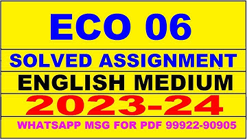 eco 06 solved assignment 2023-24 | eco 6 solved assignment in english 2024 | eco 6 2024