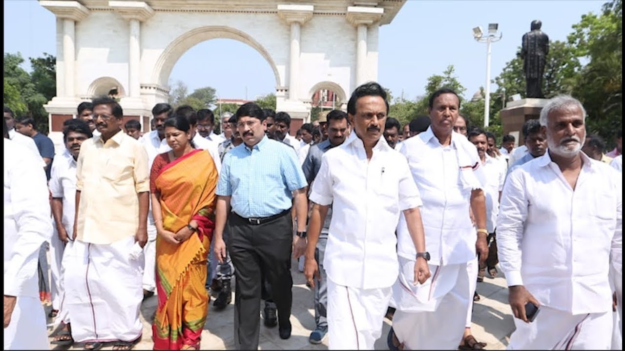 DMK's Marina victory march: Stalin leads MPs and MLAs, honours Anna and Karunanidhi