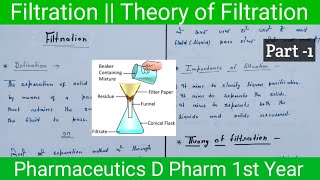 Filtration || Theories of Filtration ||  Unit 4 || Unit operation || Pharmaceutics || D Pharm 1st Y Filtration Theories