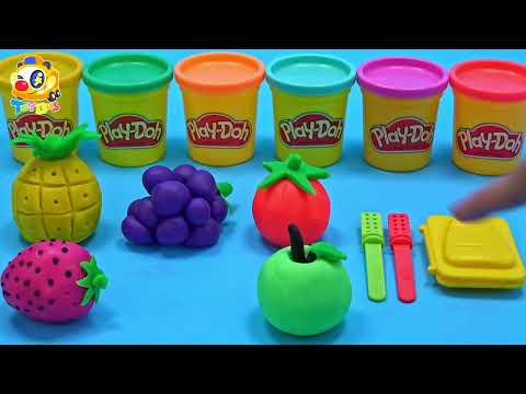 Story Show | Surprise Eggs in Yummy Fruit Ice Cream | Learn Colors with plasticine | ToyBus