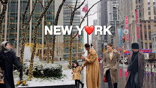 [4K]🇺🇸NYC Walk🗽Snowfall in New York City ☃️❄️ Radio City to Bryant Park in Manhattan | Jan 2024