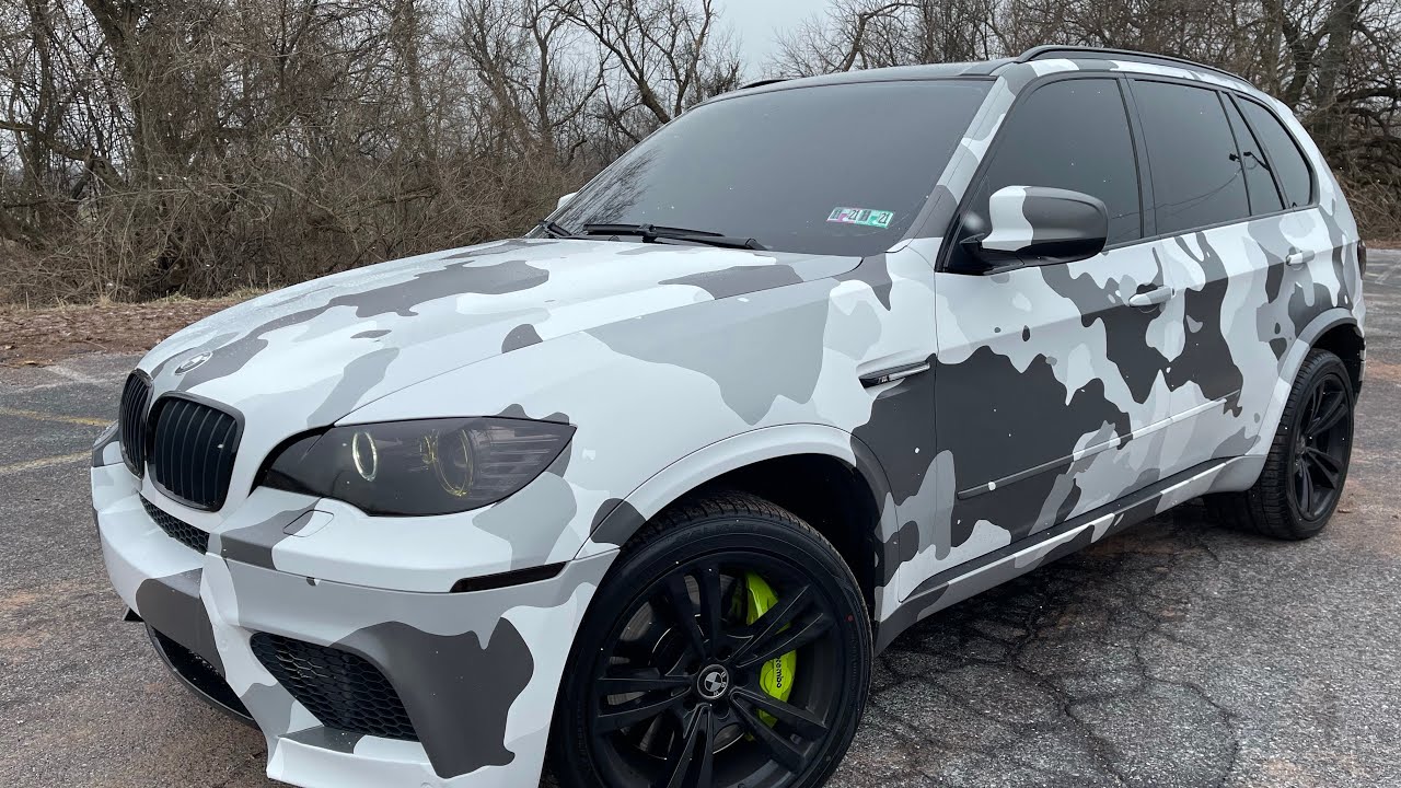 BMW X5M E70 WRAPPED! WALK AROUND! SNOW CAMO! YouTube