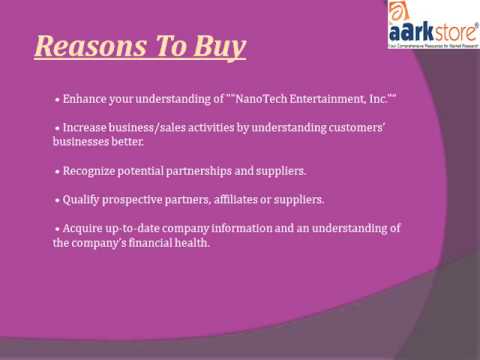 Aarkstore Enterprise - NanoTech Entertainment, Inc. - Company Capsule
