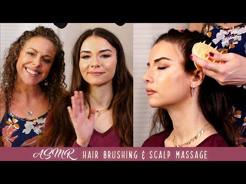ASMR Hair Brushing, Scalp Massage & just a few Whispers for Sleep 💤 Corrina & Jessica 🥰
