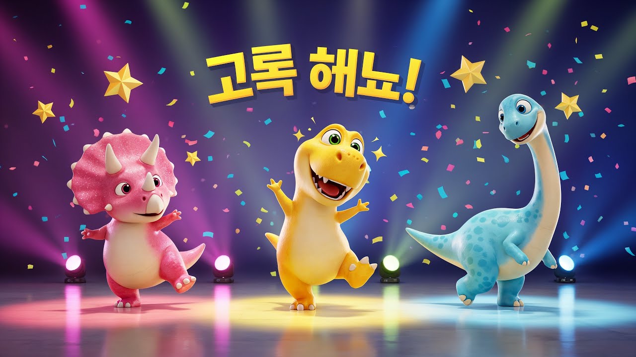 🦕🎉 공룡 댄스 파티! 점프·손뼉·빙글빙글 | 키즈 3D 애니메이션
