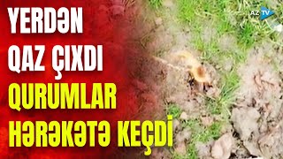 Məmmədli Kəndində Təhlükəli Vəziyyət Yerdən Qaz Çıxdı, Qurumlar Hərəkətə Keçdi - Görüntülər