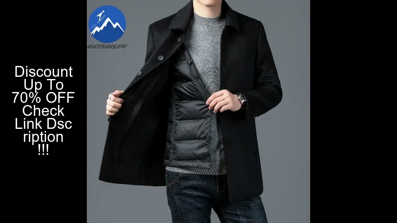 Maxbarley Wool Coat Men Designer Luxury Detachable Duck Down Jacket Warm Vest Winter 2025 New Mid-le