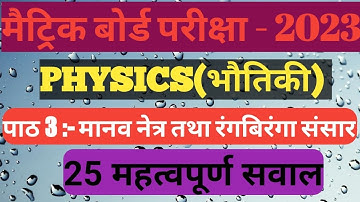 मानव नेत्र तथा रंगबिरंगा संसार Physics class:- 10th  #learnclasses