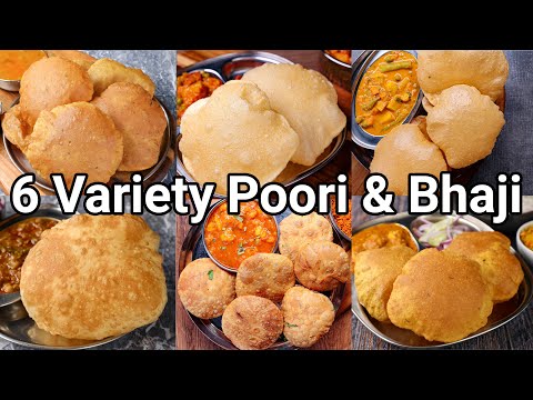 6 Types of Poori & Bhaji Recipe for Lunch & Dinner | 6 Easy & Healthy Poori Kurma Recipes | Hebbar | Hebbars Kitchen