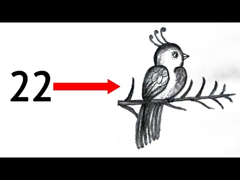 How to draw bird drawing with number 22 | Easy Bird Drawing 2025 ...
