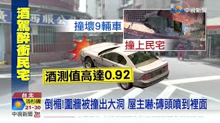 夜店狂歡後醉駕百萬超跑 衝撞民宅9汽機車│中視新聞 20200710
