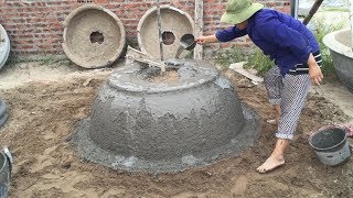 Traditional Technology Construction Concrete - Casting Concrete Pot Extreme Simple, Work Women