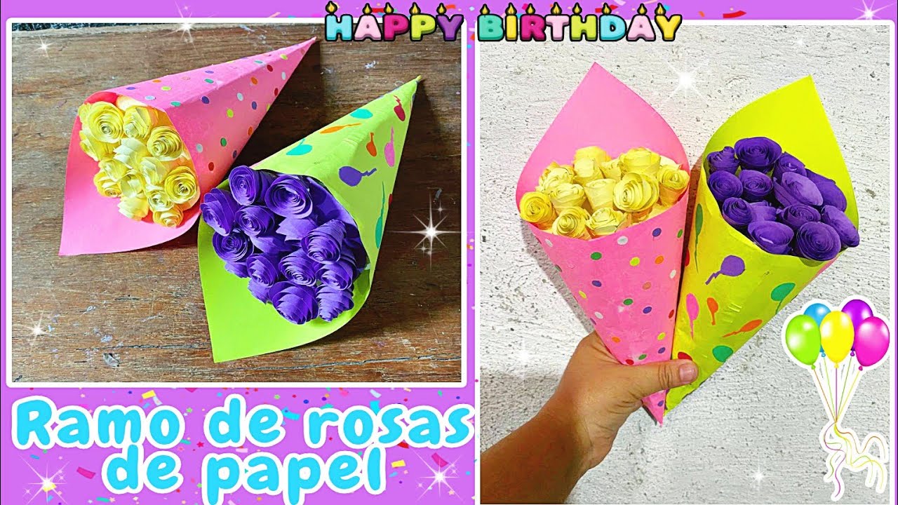 RAMO de FLORES de PAPEL para REGALAR en CUMPLEAÑOS💐 | *DIY manualidades con papel | REGALOS