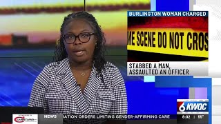 Burlington woman charged after stabbing man, assaulting an officer