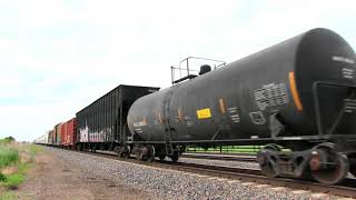 Union Pacific freight train accelerates out of North Platte, Nebraska
