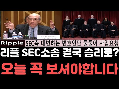 리플전망 리플 XRP 폭등랠리가 시작된다 SEC측 대변하는 변호사 줄줄이 이탈 오늘 영상은 꼭 보셔야합니다 리플전망 리플호재 리플급등 리플코인 리플소송 리플시세 