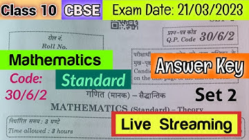 CBSE Class 10 Maths Standard Questions Paper code: 30/6/2 Solutions/Answer Keys 2023