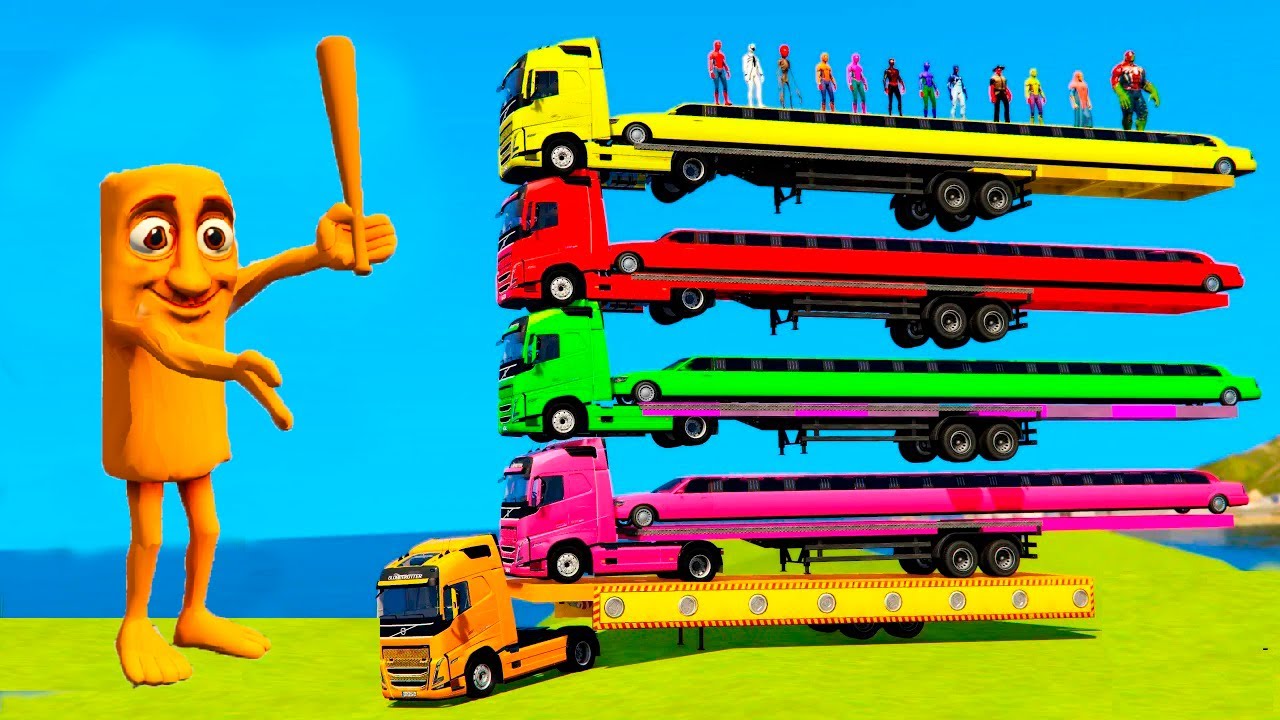 GTA5 Great Truck With Giant Trailer Trnsporting Awesome Cars With Tung Tung Sahur