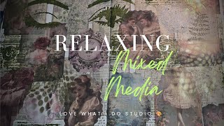 Relaxing Mixed Media Art Journal Faceless Vintage Collage for Calm Creativity