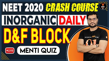 D and F Block MCQ | Inorganic Chemistry | Crash Course NEET 2020 | NEET Chemistry | Arvind Arora