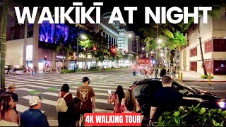 Waikiki at Night | An Evening Walk Through Kalākaua Avenue (4K)